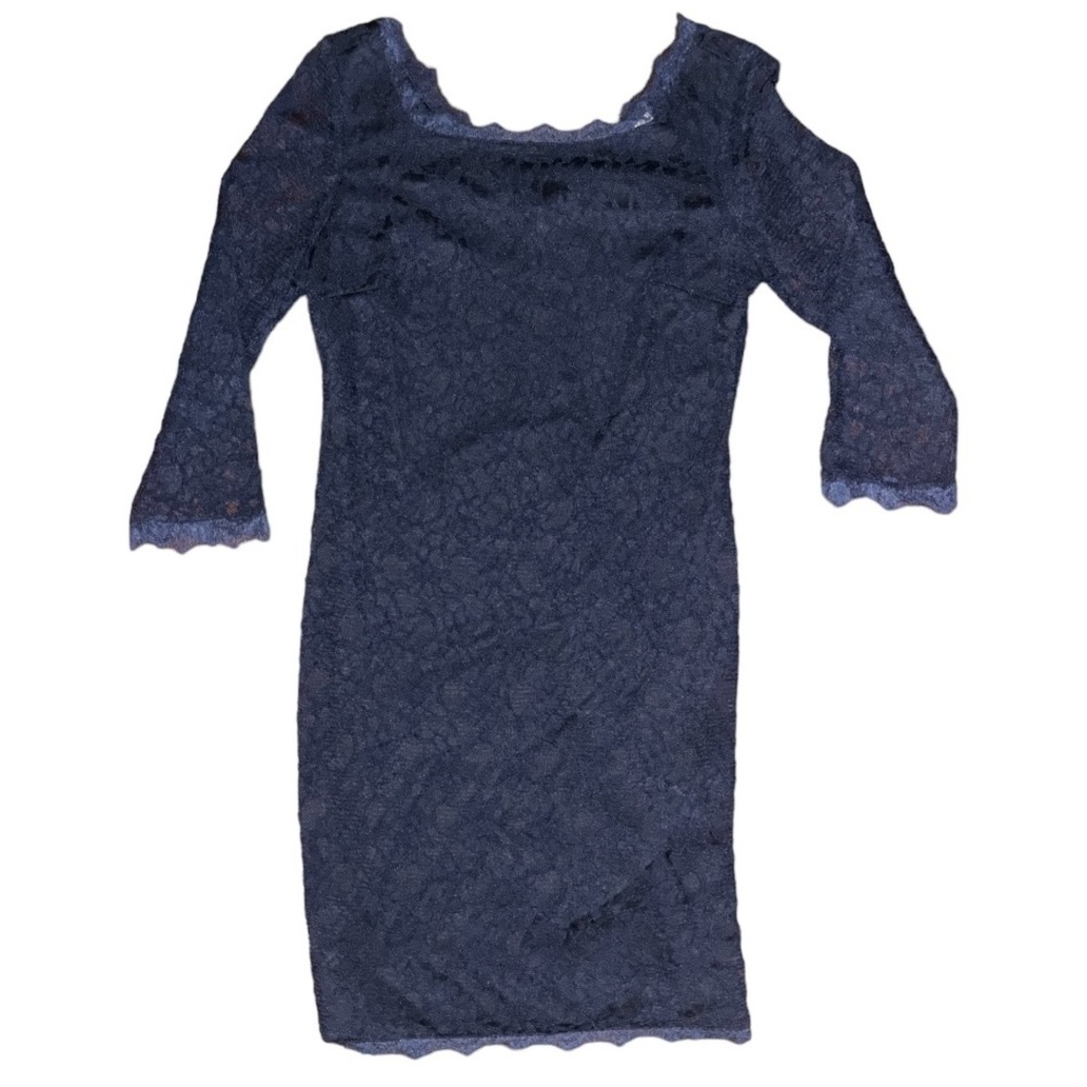 Joseph Ribkoff Navy Blue Lace Overlay Dress